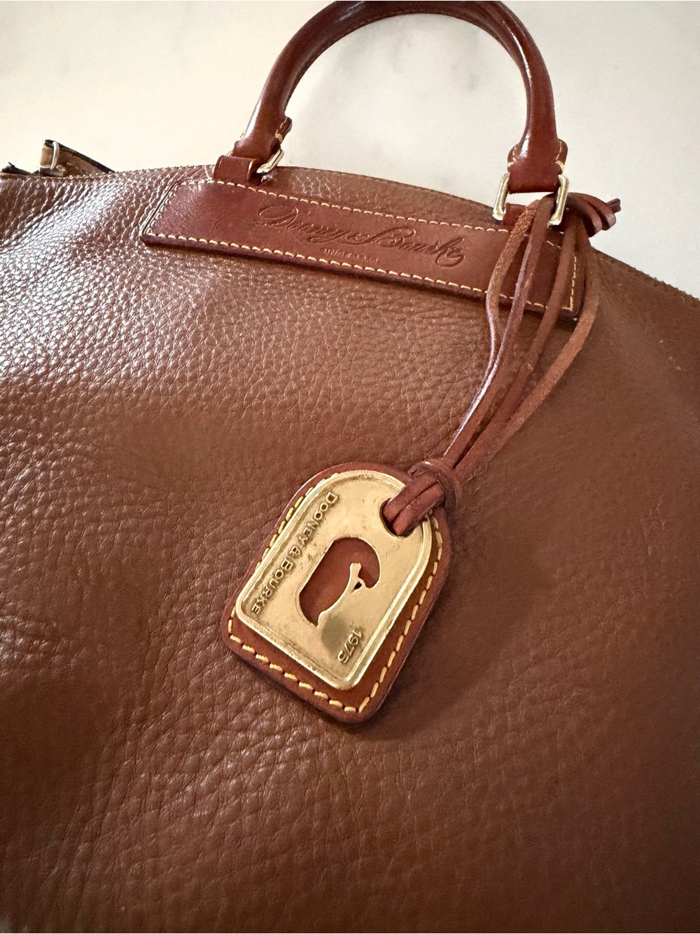 DOONEY & BOURKE•British tan pebble leather satchel crossbody bag - Picture 2 of 13